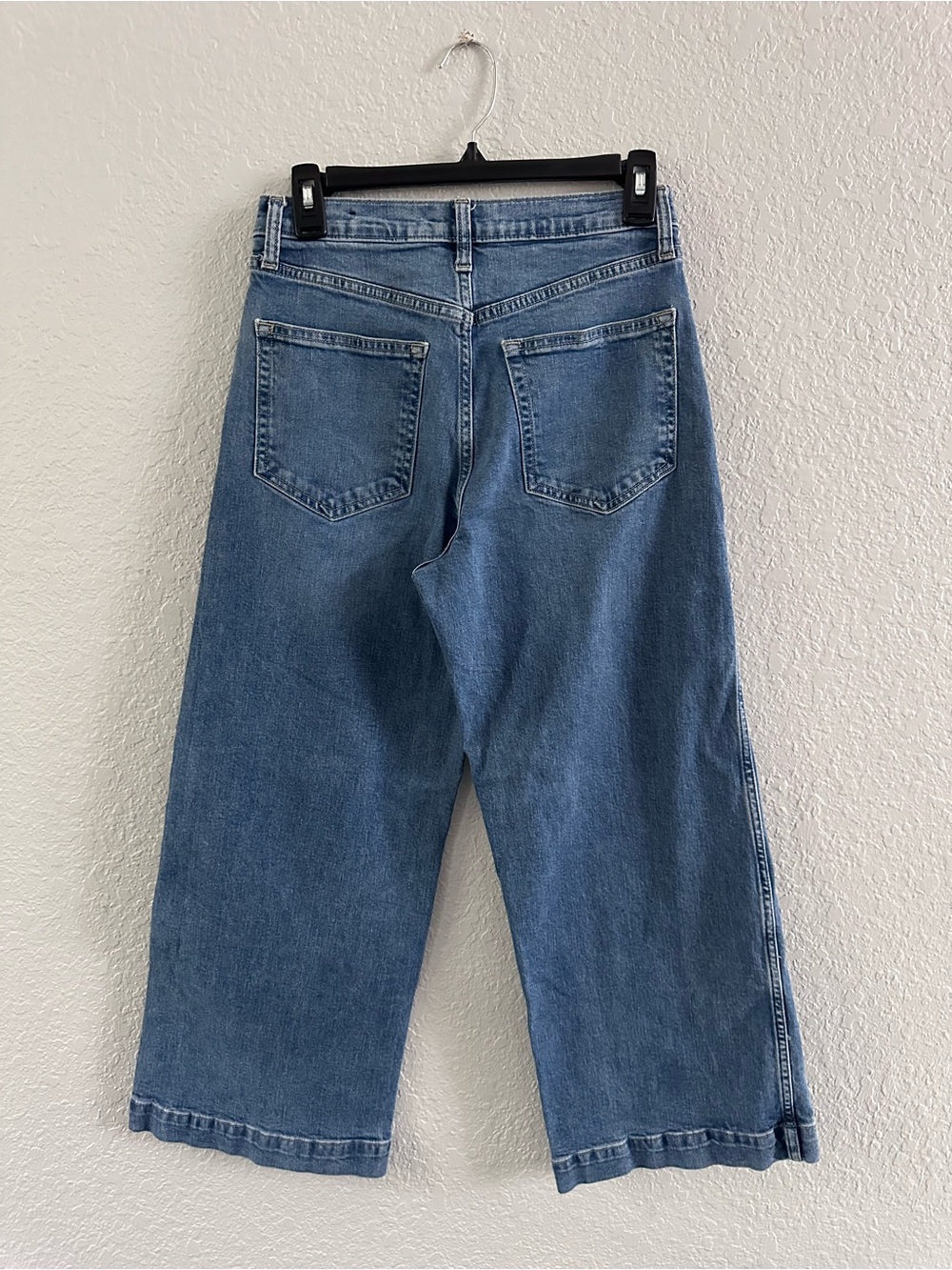 GAP High Rise Wide Leg Crop Jeans Patch Pocket Light Wash Women’s 6/28R - Picture 5 of 11